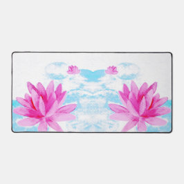 Roze Lotus Bloem Waterverf Schilderij Bureaumat