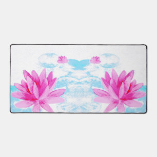 Roze Lotus Bloem Waterverf Schilderij Bureaumat