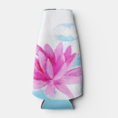 Roze Lotus Bloem Waterverf Schilderij Flesjeskoeler (Voorkant)