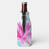 Roze Lotus Bloem Waterverf Schilderij Flesjeskoeler (Fles Achterkant)