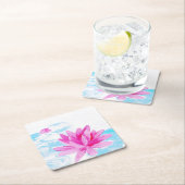 Roze Lotus Bloem Waterverf Schilderij Kartonnen Onderzetters (Insitu)