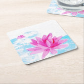 Roze Lotus Bloem Waterverf Schilderij Kartonnen Onderzetters (Schuin)