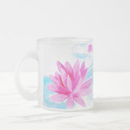 Roze Lotus Bloem Waterverf Schilderij Liefhebbers Matglas Koffiemok
