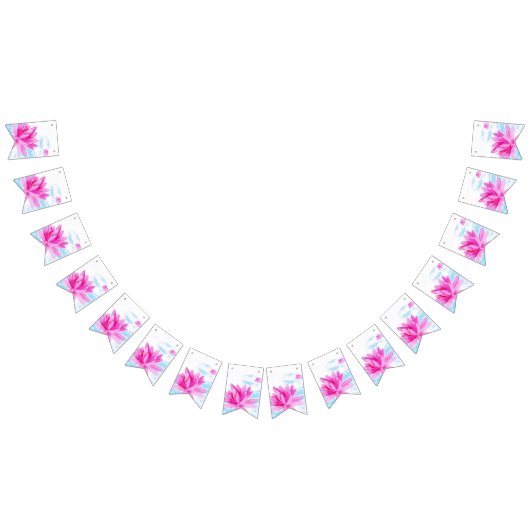 Roze Lotus Bloem Waterverf Schilderij Liefhebbers Vlaggetjes (Alle)