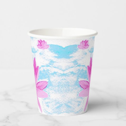 Roze Lotus Bloem Waterverf Schilderij Papieren Bekers (Links)