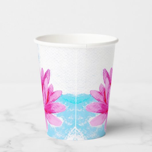 Roze Lotus Bloem Waterverf Schilderij Papieren Bekers (Rechts)