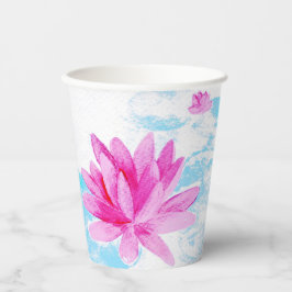 Roze Lotus Bloem Waterverf Schilderij Papieren Bekers