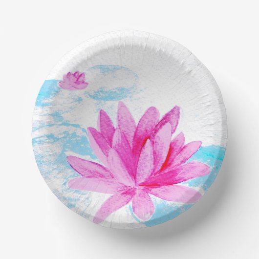 Roze Lotus Bloem Waterverf Schilderij Papieren Kommen (Voorkant)
