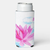 Roze Lotus Bloem Waterverf Schilderij Seltzer Blikjeskoeler (Seltzer Achterkant)