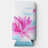 Roze Lotus Bloem Waterverf Schilderij Seltzer Blikjeskoeler (Achterkant)