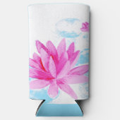 Roze Lotus Bloem Waterverf Schilderij Seltzer Blikjeskoeler (Voorkant)