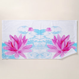 Roze Lotus Bloem Waterverf Schilderij Strandlaken