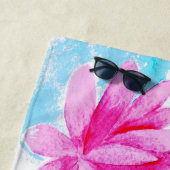 Roze Lotus Bloem Waterverf Schilderij Strandlaken (In situ)