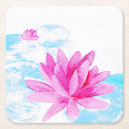 Roze Lotus Bloem Waterverfschilderij Kartonnen Onderzetters