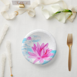 Roze Lotus Bloem Waterverfschilderij Papieren Kommen