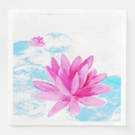 Roze Lotus Bloem Waterverfschilderij Servet