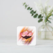 Roze Lotus Bloem Yoga Instructeur Zen Art Vierkante Visitekaartje (Staand voorkant)