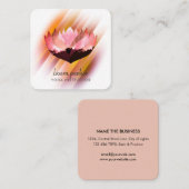 Roze Lotus Bloem Yoga Instructeur Zen Art Vierkante Visitekaartje (Voorkant / Achterkant)