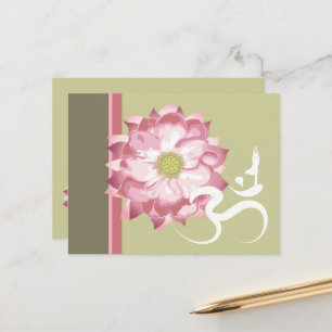 Roze Lotus Bloem Yoga & Witte Kalligrafie Om Aum Briefkaart