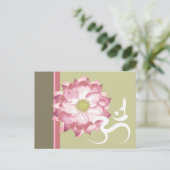 Roze Lotus Bloem Yoga & Zen Kalligrafie Om Aum Briefkaart (Staand voorkant)