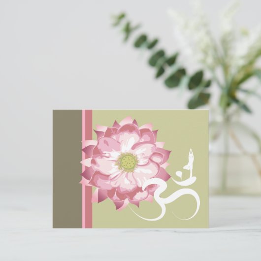 Roze Lotus Bloem Yoga & Zen Kalligrafie Om Aum Briefkaart (Staand voorkant)