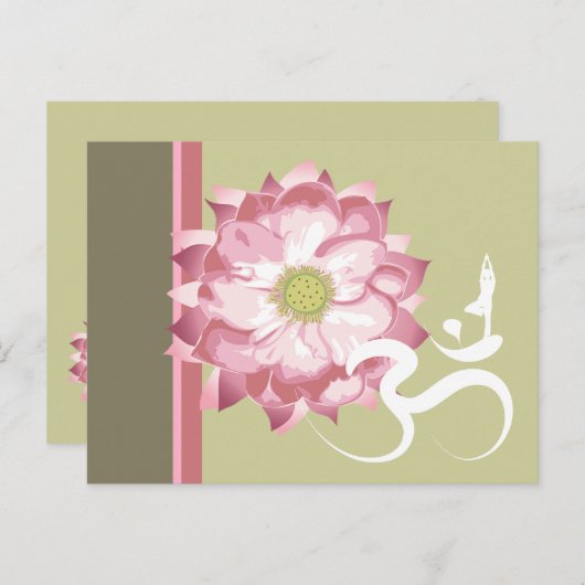 Roze Lotus Bloem Yoga & Zen Kalligrafie Om Aum Briefkaart (Voorkant / Achterkant)