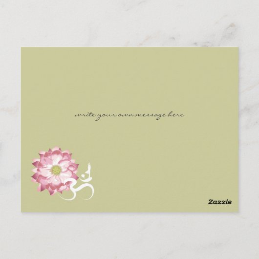 Roze Lotus Bloem Yoga & Zen Kalligrafie Om Aum Briefkaart (Achterkant)