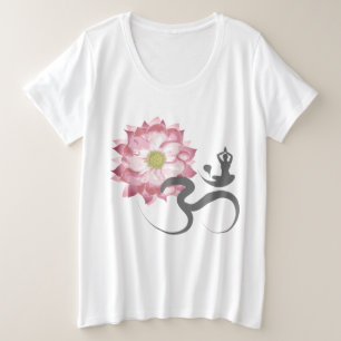 Roze Lotus Bloem Yoga & Zen Kalligrafie Om Aum Grote Maat T-shirt