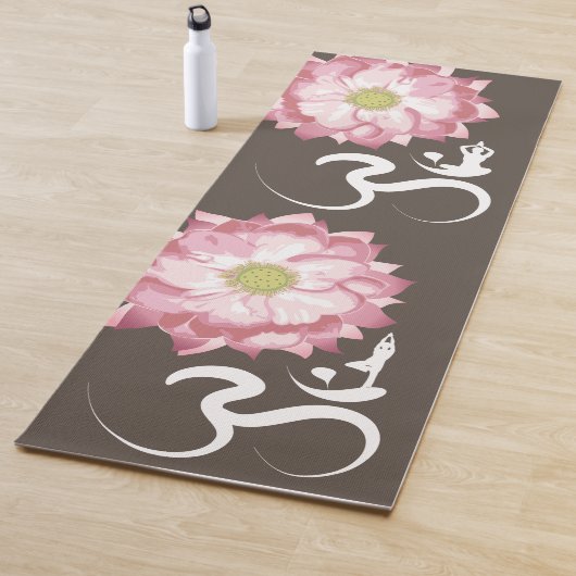 Roze Lotus Bloem Yoga & Zen Kalligrafie Om Aum Yogamat (In situ)