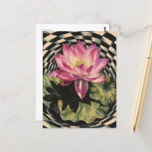 Roze Lotus Bloem Zwart Wit Surrealistisch Briefkaart