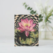 Roze Lotus Bloem Zwart Wit Surrealistisch Briefkaart (Staand voorkant)