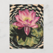 Roze Lotus Bloem Zwart Wit Surrealistisch Briefkaart (Voorkant)