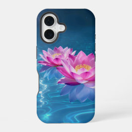 Roze Lotus Bloemen Drijven Op Kristal Blauw Water iPhone 16 Hoesje