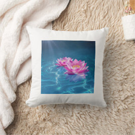 Roze Lotus Bloemen Drijven Op Kristal Blauw Water Kussen