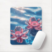 Roze Lotus Bloemen Drijven Op Kristal Blauw Water Muismat (Met muis)