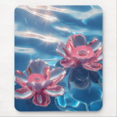 Roze Lotus Bloemen Drijven Op Kristal Blauw Water Muismat (Voorkant)
