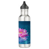 Roze Lotus Bloemen Drijven Op Kristal Blauw Water Waterfles (Rechts)