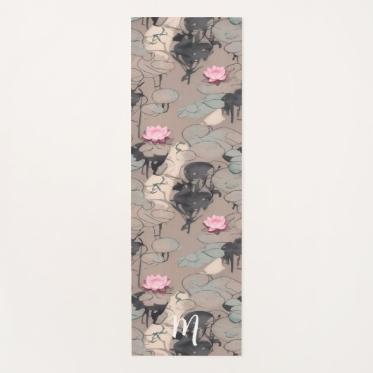 Roze Lotus Bloemen Moderne Kunst Waterverf Yogamat (Voorkant)