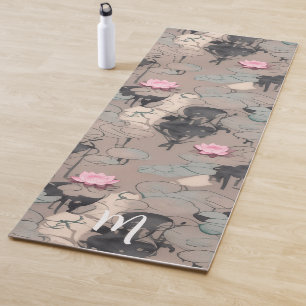 Roze Lotus Bloemen Moderne Kunst Waterverf Yogamat