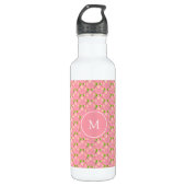 Roze Lotus Bloemen & Monogram Waterfles (Voorkant)
