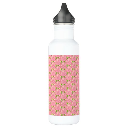 Roze Lotus Bloemen & Monogram Waterfles (Links)