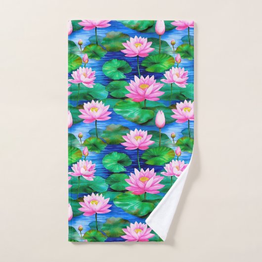 Roze Lotus bloemen op een vijver Bad Handdoek (Handdoek)