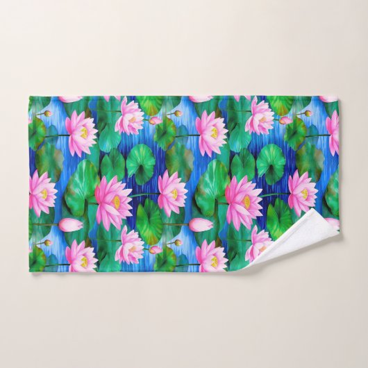 Roze Lotus bloemen op een vijver Bad Handdoek (Handdoek)