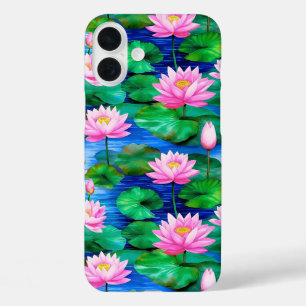 Roze Lotus bloemen op een vijver iPhone 16 Plus Hoesje
