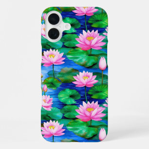 Roze Lotus bloemen op een vijver iPhone 16 Plus Hoesje