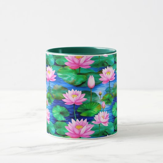 Roze Lotus bloemen op een vijver Mok (Midden)