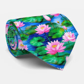 Roze Lotus bloemen op een vijver Stropdas (Opgerold)