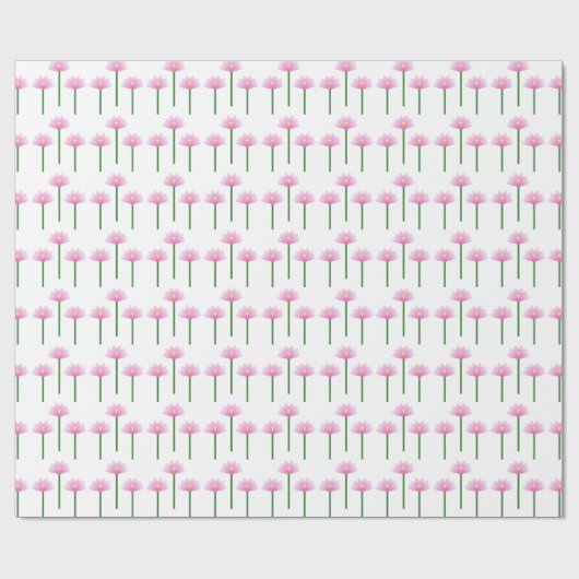 Roze Lotus bloemen op groene stengels Cadeaupapier (Vlak)