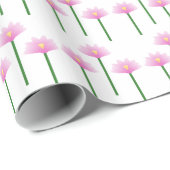 Roze Lotus bloemen op groene stengels Cadeaupapier (Rol Hoek)