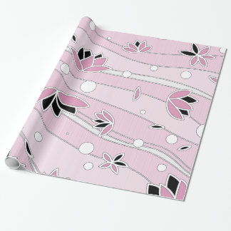 Roze Lotus Bloemen op Roze Strepen Cadeaupapier